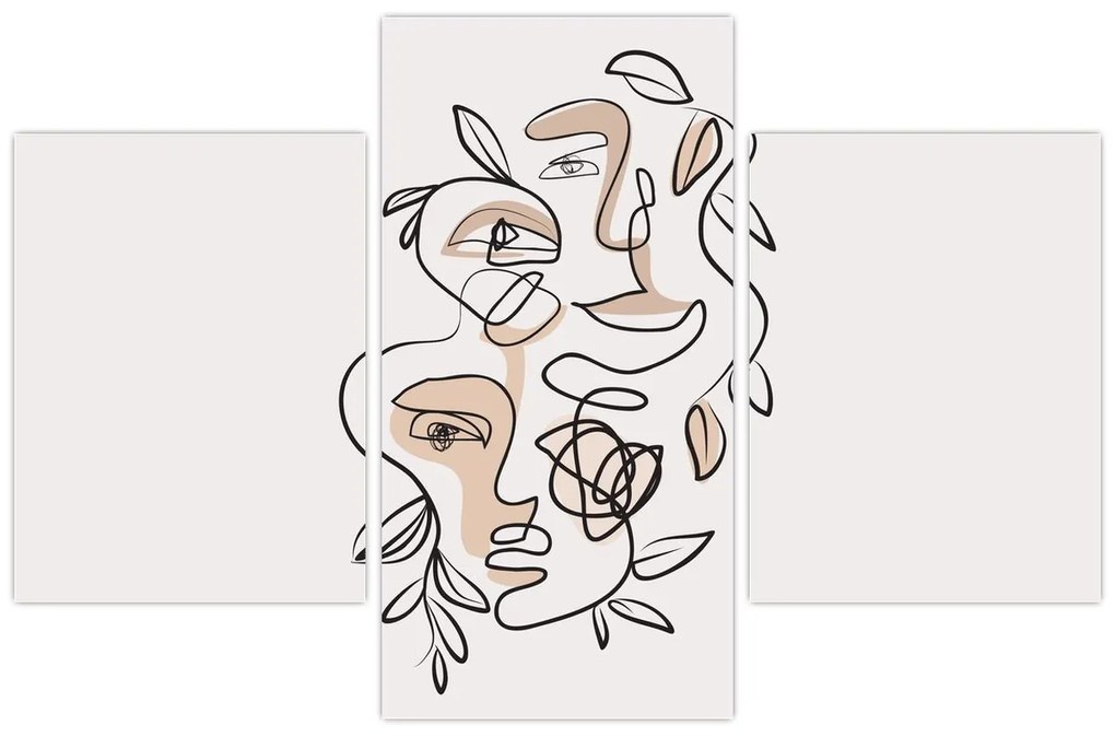Obraz - Line art tváre (90x60 cm)