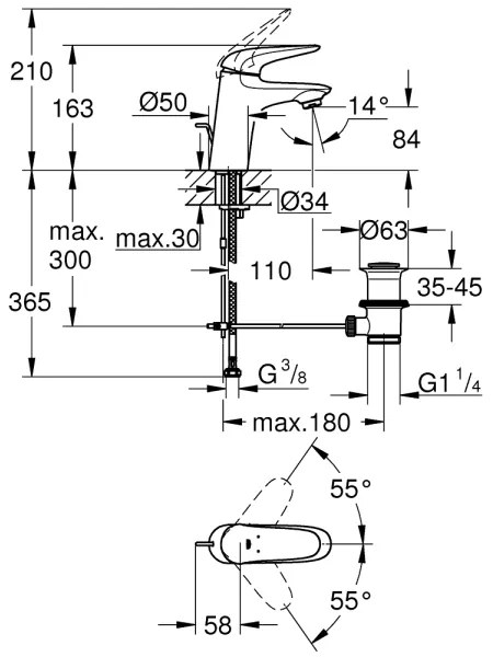 GROHE 23707003 - Umývadlová batéria EUROSTYLE 163 mm lesklý chróm