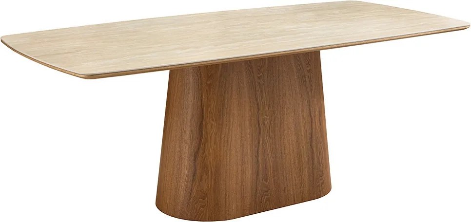Dizajnový keramický jedálenský stôl Parthenia 200 cm travertín / dub