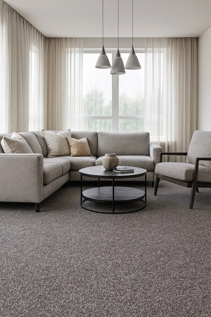 Betap 200x205 cm Koberec metráž Dalesman 77, šíře, šedá, filc, obývacia izba