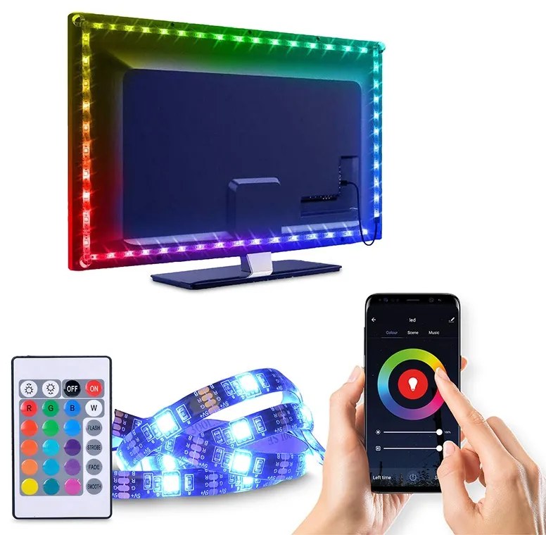 SOLIGHT LED WIFI smart RGB opasok pre TV, 4x50cm, USB