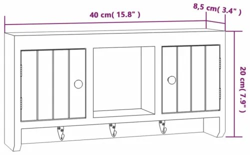 vidaXL Skrinka na kľúče biela 40x8,5x20 cm spracované drevo a oceľ-