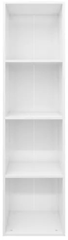 vidaXL Knižnica/TV skrinka biela 36x30x143 cm drevotrieska lesklá-