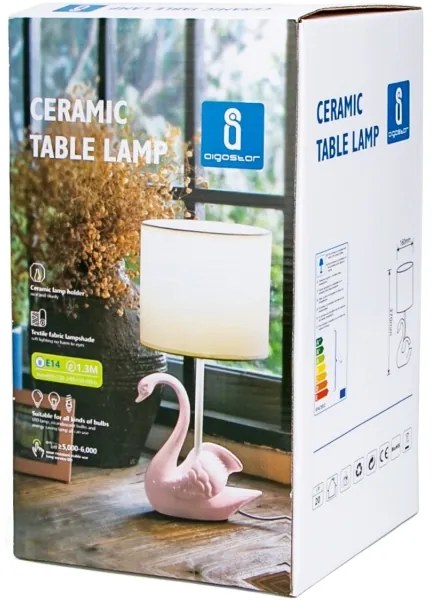 Aigostar - Detská lampička 1xE14/40W/230V labuť ružová