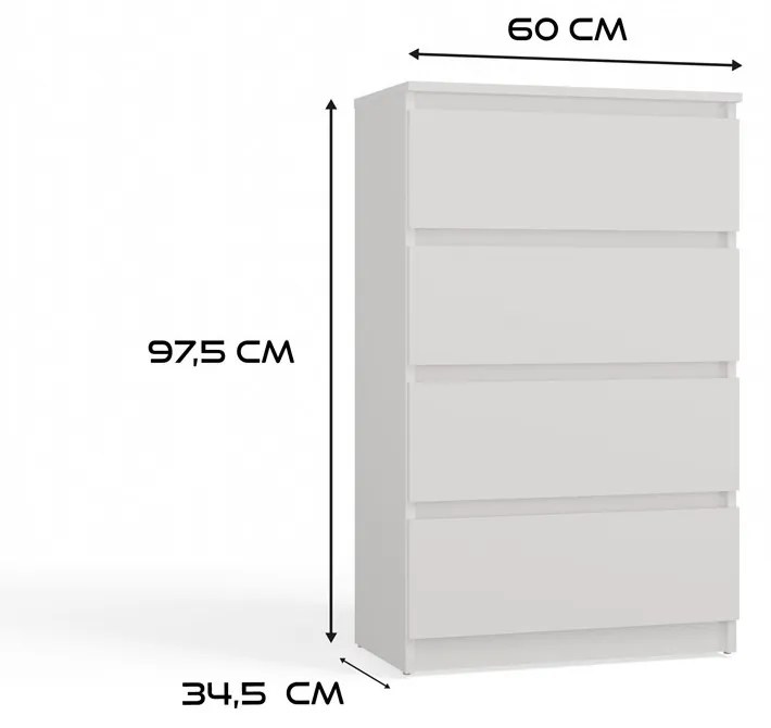Komoda MALWA M4 60 cm biela
