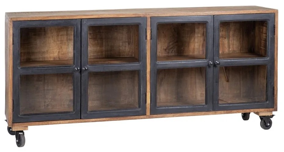 Vitrína z mangového dreva v prírodnej farbe 160x71 cm – Ixia