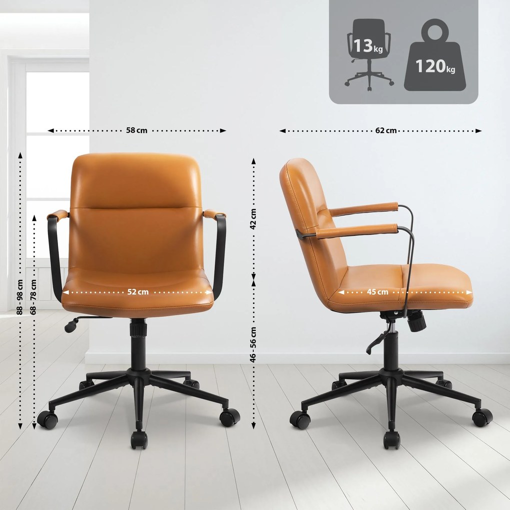 Kancelárska stolička Hilda pravá koža - hnedá