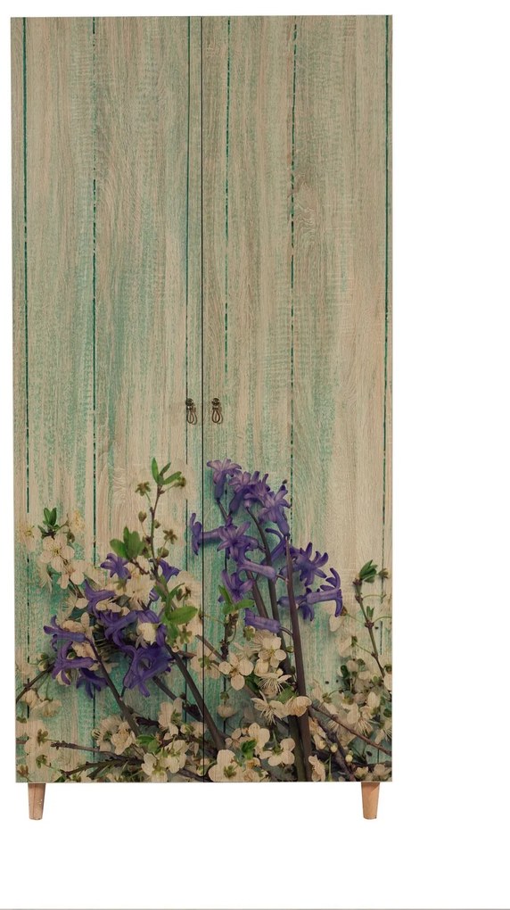 Šatní skříň Stil 90 cm dub sonoma/zelená