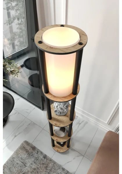 Stojacia lampa s poličkami 1xE27/40W/230V 150 cm čierna/hnedá
