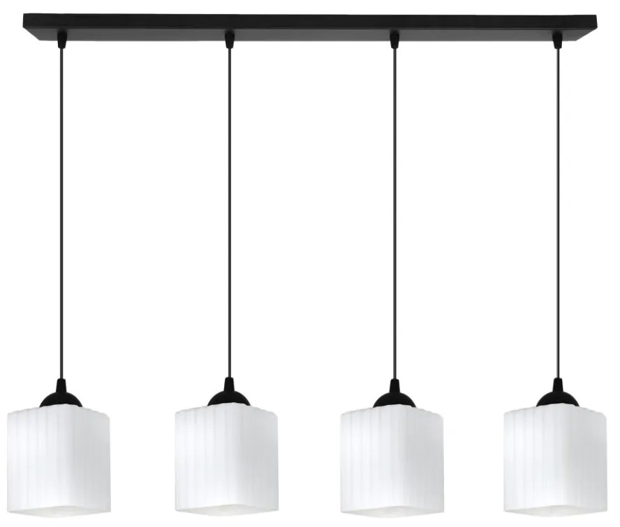 Závesné svietidlo Riffle Square, 4x biele sklenené tienidlo, b