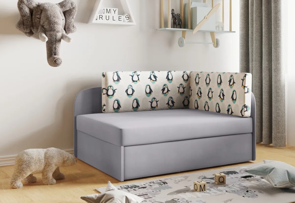 Detská rozkladacia pohovka MILO, 107x64x78, bajka 47/casablanka 19, ľavá