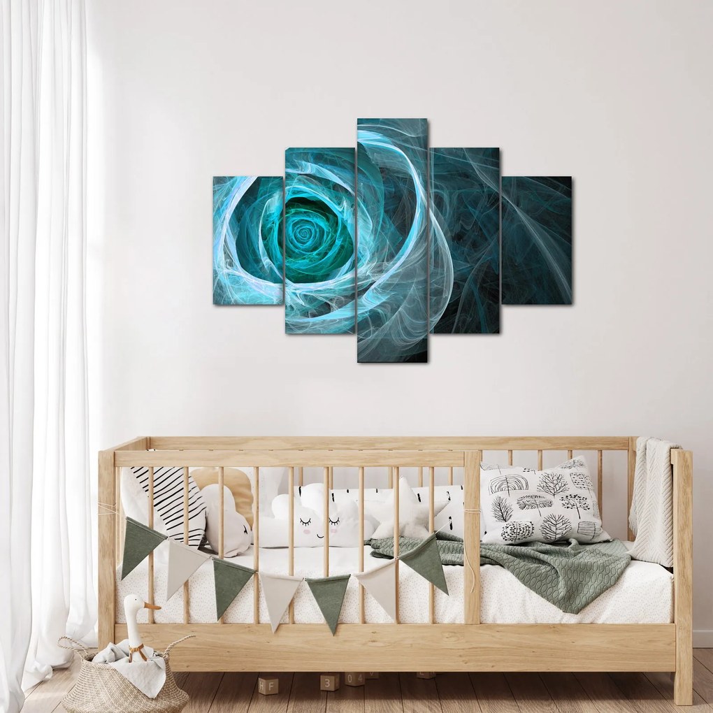 Obraz - Abstraktné ruže modrá s čiernym pozadím (150x105 cm)