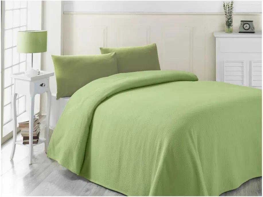Zelená ľahká prikrývka cez posteľ Yesil, 200 × 230 cm