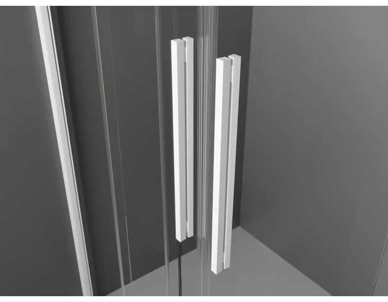 Mexen Velar Duo, posuvné sprchové dvere do otvoru 150 cm, 8mm šedé sklo, biela matná, 871-150-000-42-20