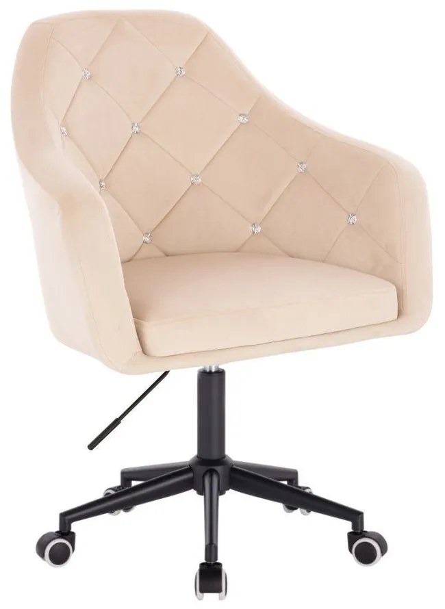 LuxuryForm DESIGN Kreslo ROMA VELUR na čiernej podstave s kolieskami - krémové