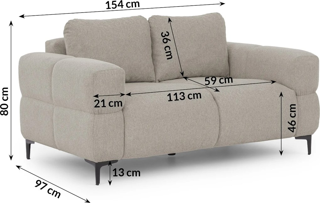 POHOVKA FLEUR 2 MIESTNÁ BÉŽOVÁ 154 cm