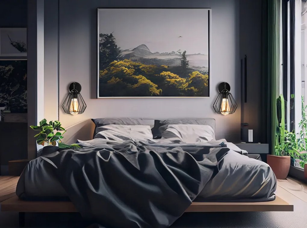 Nástenná lampa 1x E27 LOFT edison LED nad zrkadlo, drôtená guľa