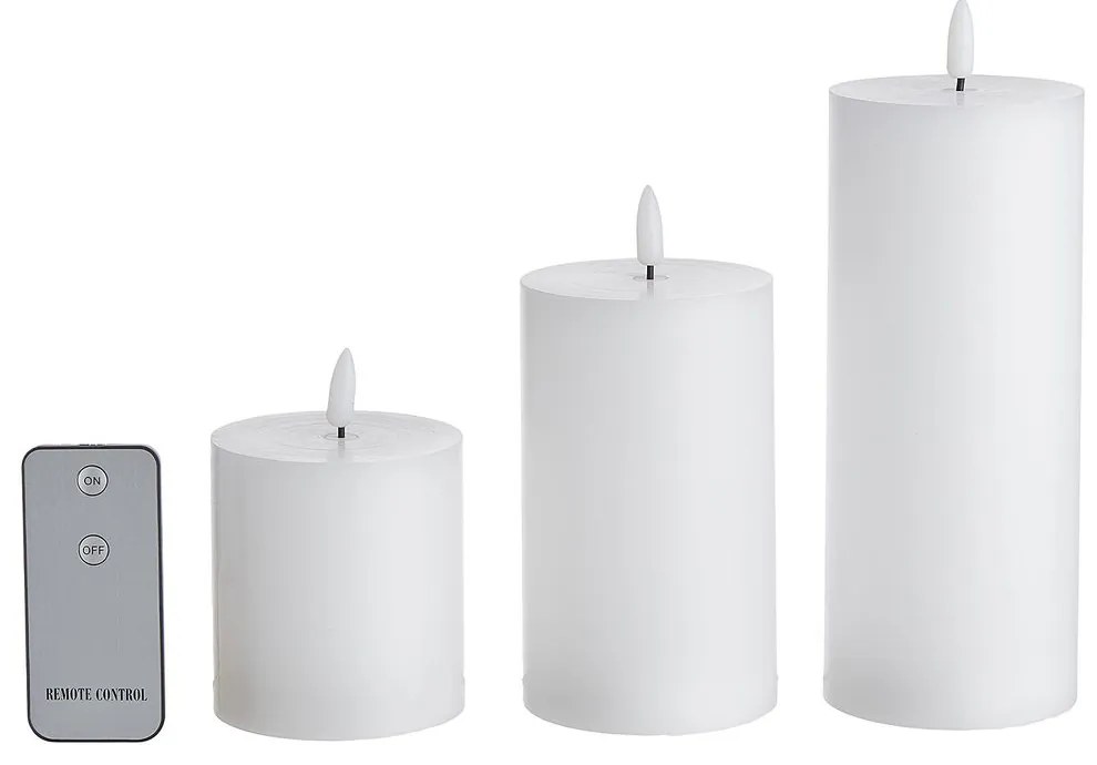 NORDIC LIGHT LED Sviečky 3 ks - biela