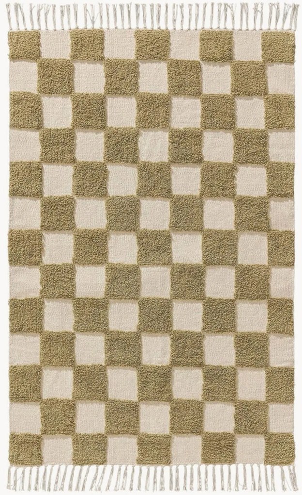 Ručne tkaný bavlnený koberec's reliéfnou štruktúrou Caro