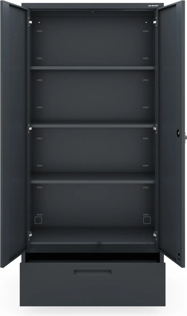 Modulárna kovová multifunkčná skriňa so zásuvkou antracitová MEGAN 1850 x 900 x 400 mm