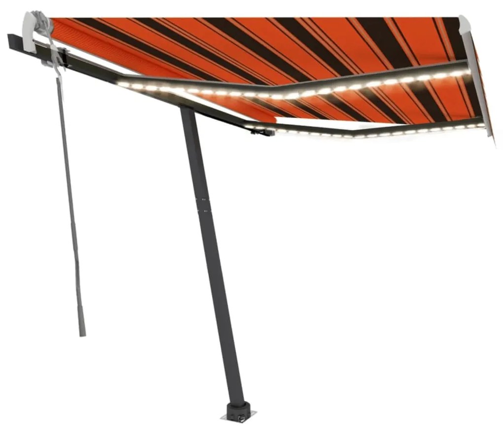 vidaXL Ručne zaťahovacia markíza s LED 350x250 cm oranžovo-hnedá