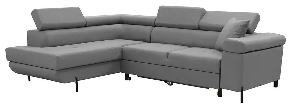 Rohová sedacia súprava s funkciou spania, vlnité pružiny, EDIS, ľavá Sivá