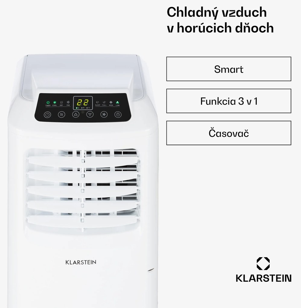 Klarstein Pure Blizzard Smart 7k, mobilná klimatizácia, 7 000 BTU/2,1 kW, A, diaľkový ovládač