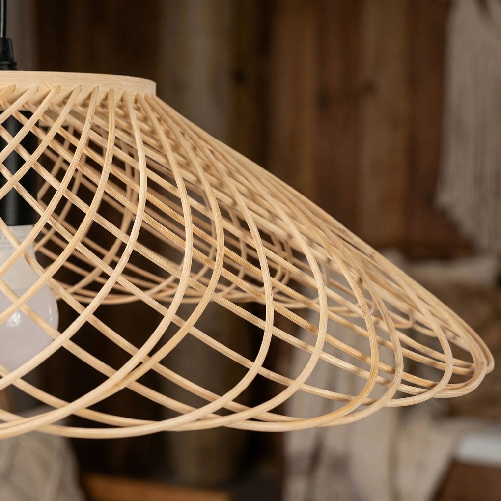 Toolight Natural, závesné stropné svietidlo 40cm, 1xE27, APP1946-1CP, prírodná hnedá-čierna, OSW-66076