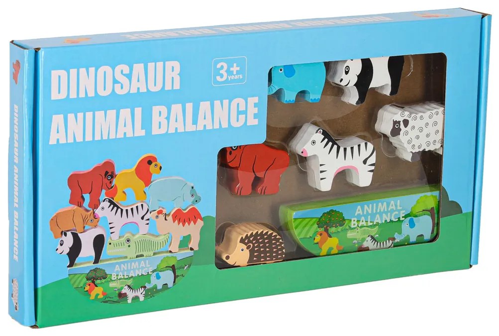 KIK Drevená balančná hra Safari – Montessori puzzle so zvieratkami