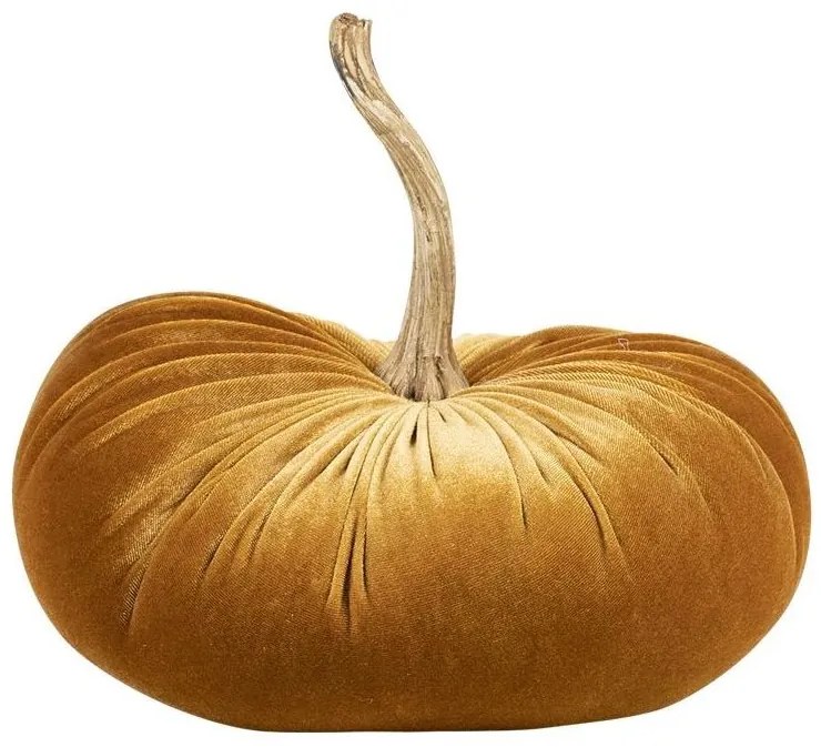 Oranžová zamatová dekoratívna tekvica Pumpkin M - 25*25*24cm