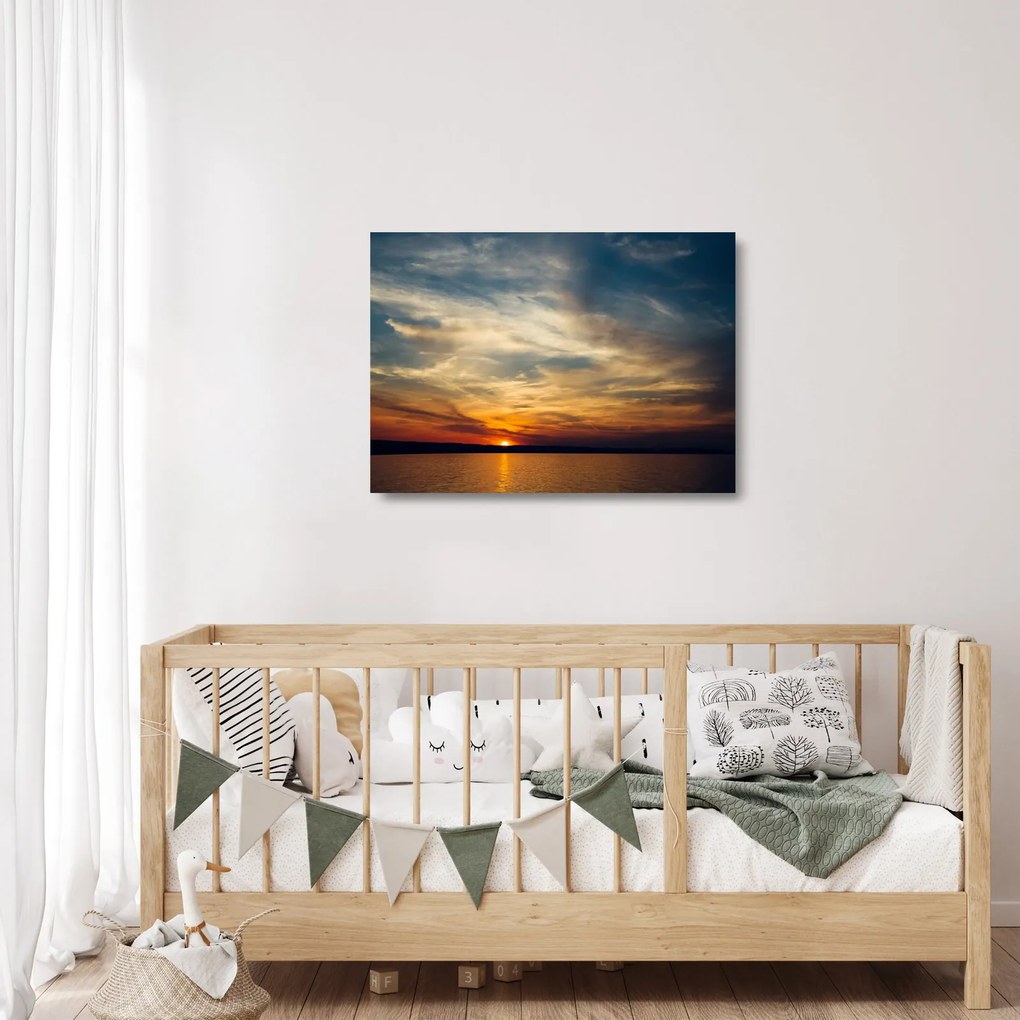Sklenený obraz západu slnka (70x50 cm)