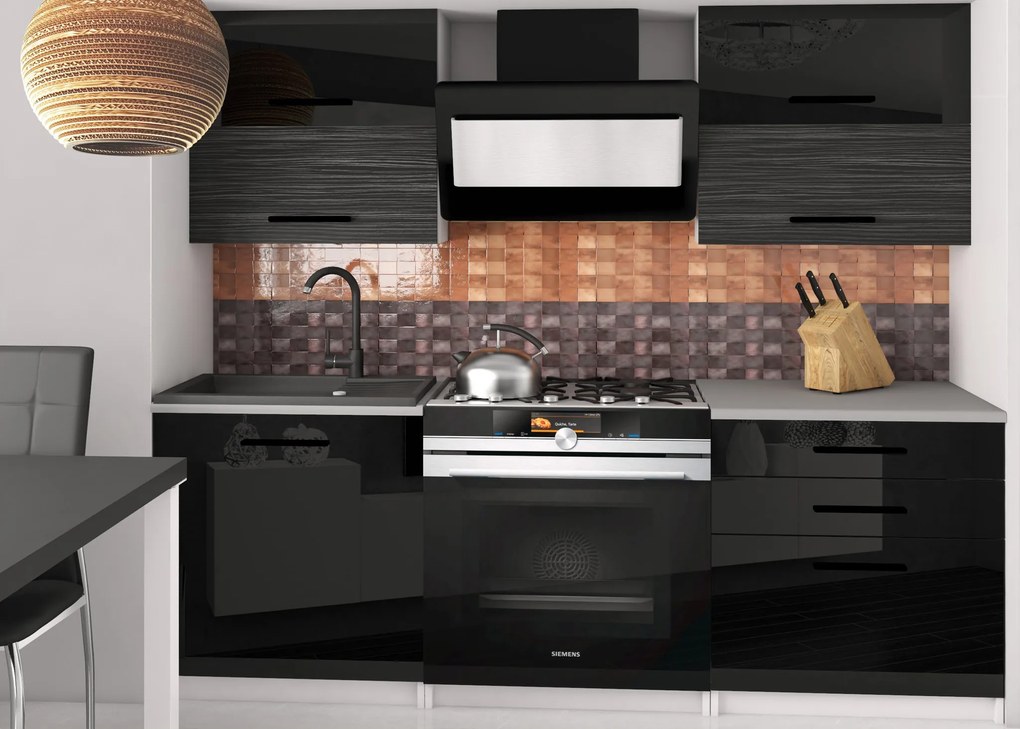 Kuchynská linka Belini 120 cm čierny lesk / eben kráľovský s pracovnou doskou Eleganta2 INF ELEGANTA2/2/WT/BHKB/0/B1