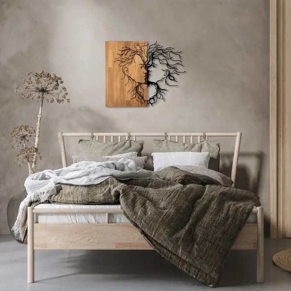 Nástenná dekorácia 96x79 cm láska drevo/kov