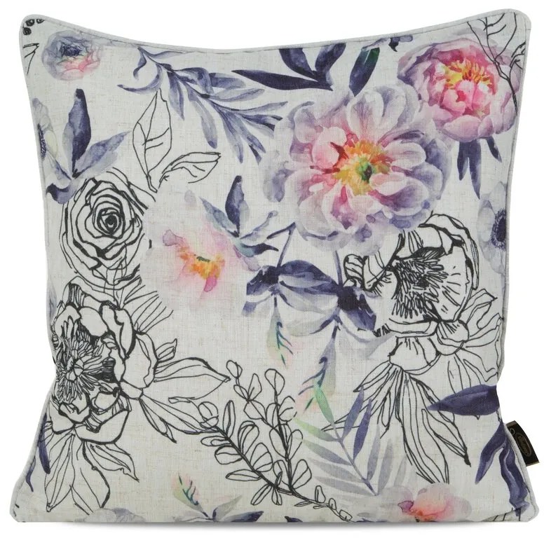 EUROFIRANY Dekoračná obojstranná obliečka na vankúš zo zamatu a ľanu 45 cm x 45 cm krémová 100 % polyester