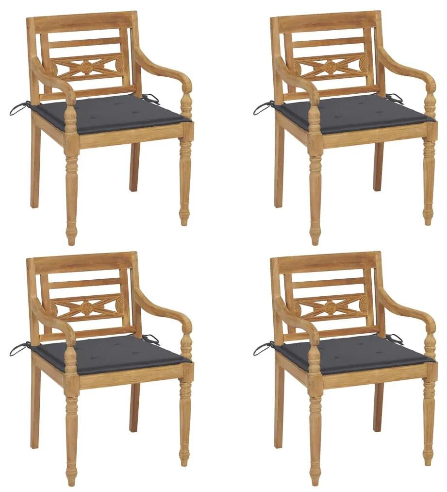 Stoličky Batavia s podložkami 4 ks tíkový masív 3073295