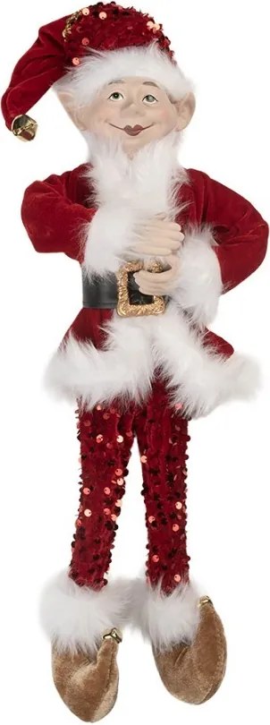 Vianočné dekorácie Elf v červenom Santa obleku - 17*12*52 cm