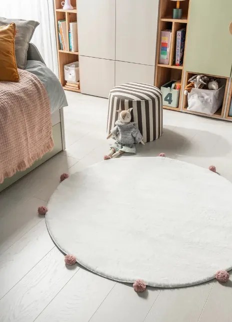 Koberec MELLOW biely / ružový kruh