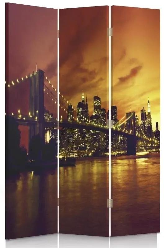 Ozdobný paraván Newyorský most - 110x170 cm, trojdielny, obojstranný paraván 360°