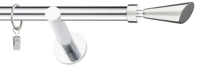 Dekorstudio Chrómová jednoradová garniža KALIA 19mm Dĺžka: 160cm, Typ uchytenia: Držiak modern, Typ príslušenstva: Krúžky tiché so štipcami