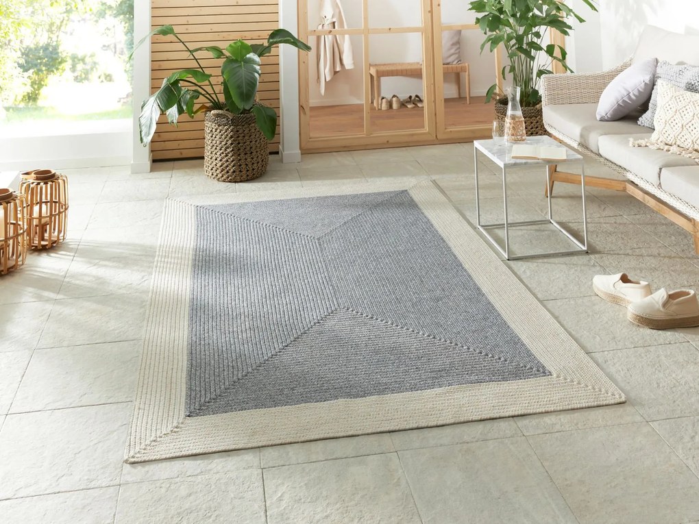 NORTHRUGS - Hanse Home koberce Kusový koberec Braided 105555 Grey Creme – na von aj na doma - 160x230 cm