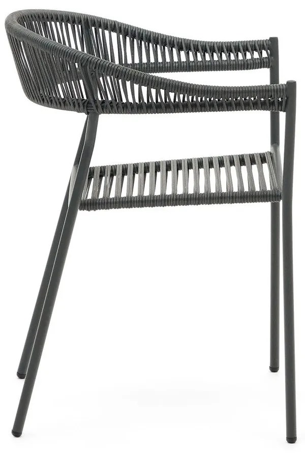 Sivé jedálenské stoličky z umelého ratanu v súprave 4 ks Futadera – Kave Home