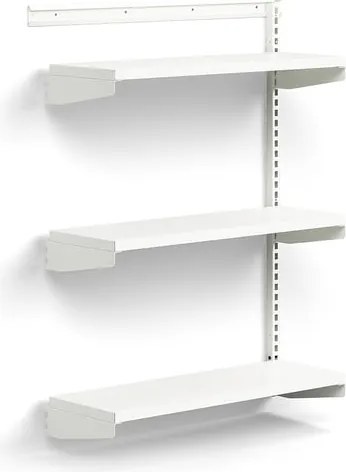 Nástenný regál RELY, prídavná sekcia, oceľové police, 1221x900x300 mm, biela