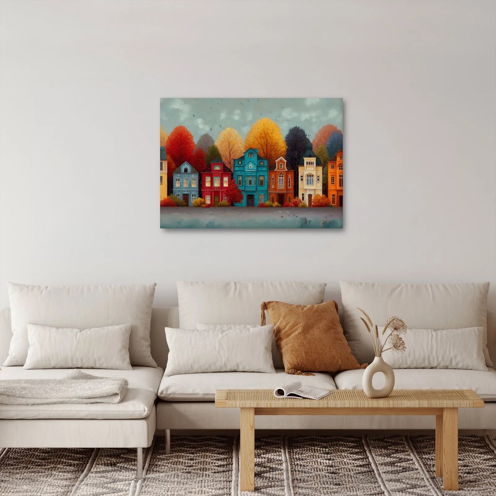 Obraz - Maľované jesenné mesto (70x50 cm)
