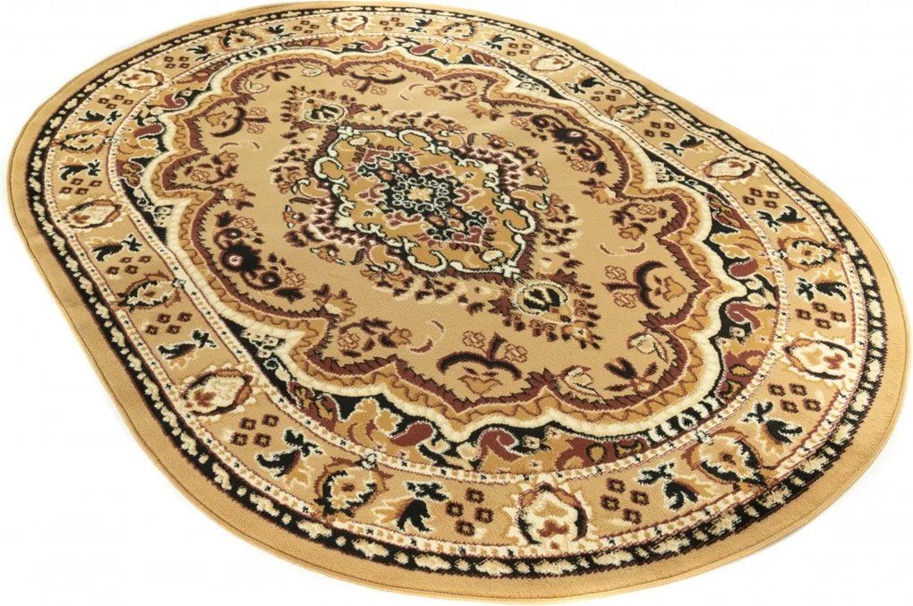 Oválny koberec Atlas tmavobéžový – polypropylén, nízky vlas Rozmer: 60x100 cm