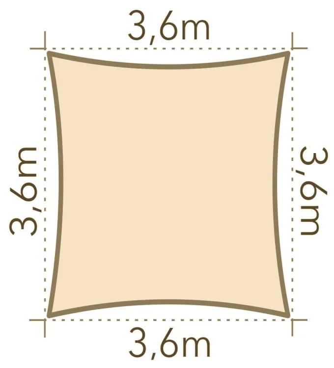 anndora Slnečná clona 3,6x3,6m HDPE — krémová