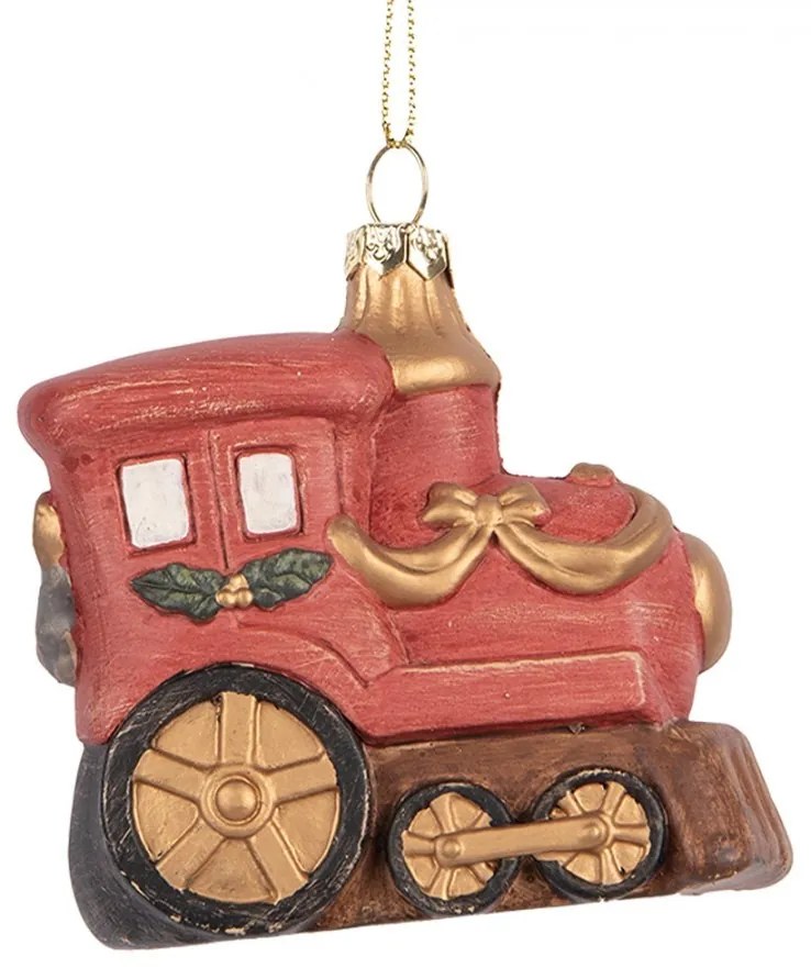 Závesná dekorácia červená mašinka - 9*5*9 cm
