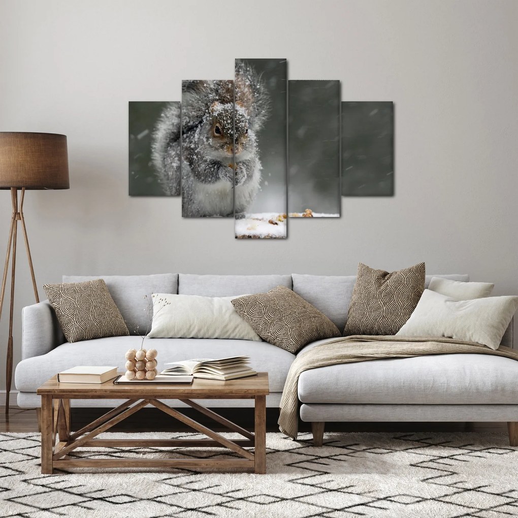 Obraz - Veverička v zime (150x105 cm)