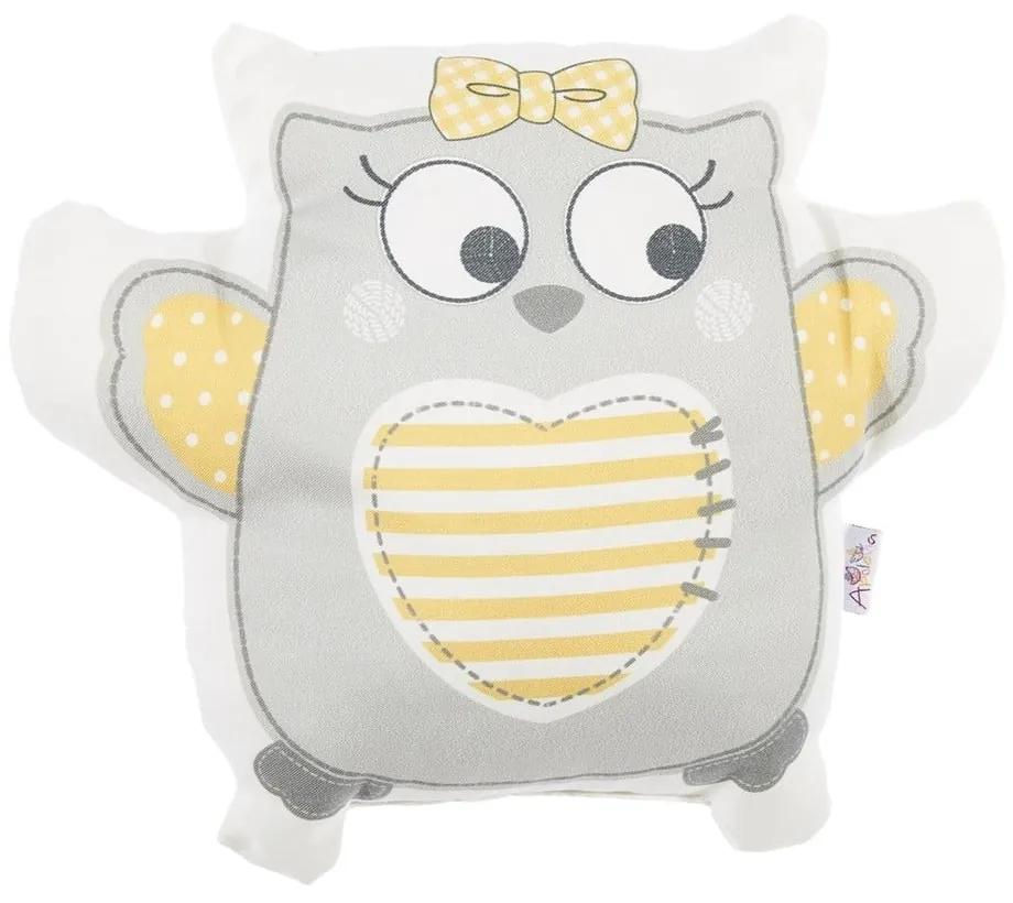 Sivý detský vankúšik s prímesou bavlny Mike & Co. NEW YORK Pillow Toy Owl, 32 x 26 cm