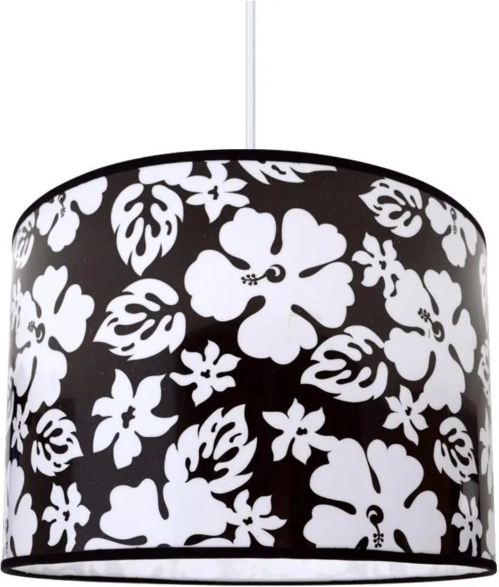 Lampdar Luster na lanku FLOWERS 1xE27/60W/230V čiernobiela SA0774