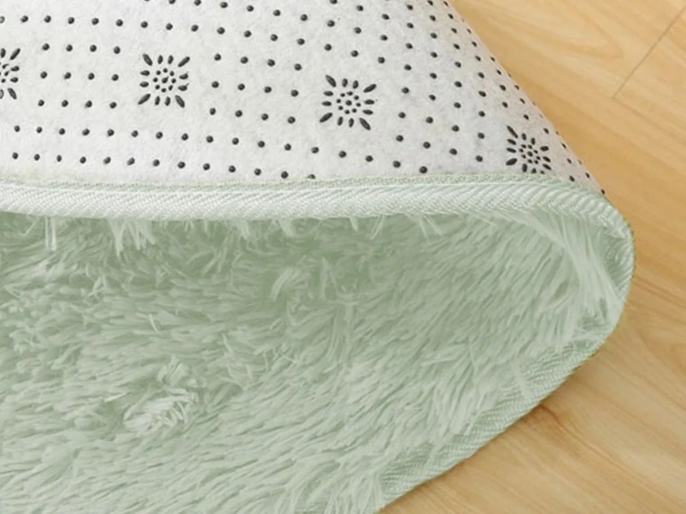 TZ Biely okrúhly shaggy koberec Lana Rozmer: 140 cm